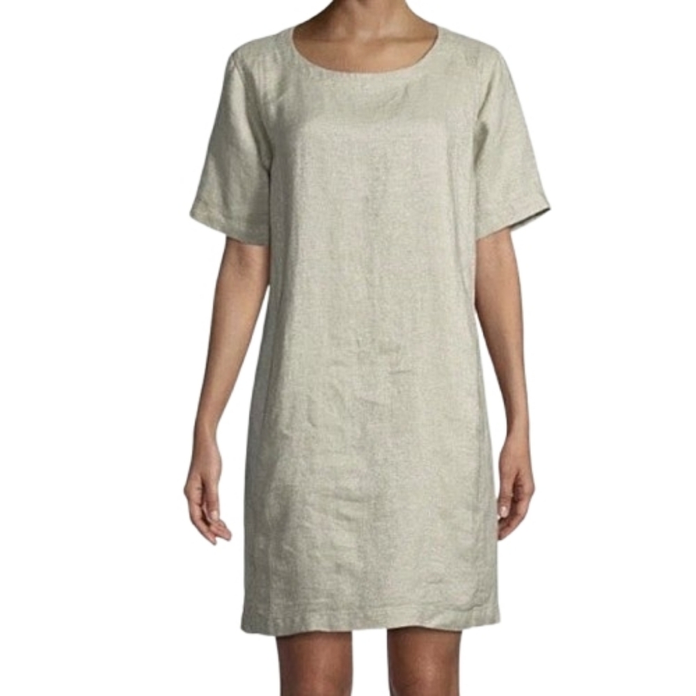 EILEEN FISHER Organic Linen Shimmer Shift Dress